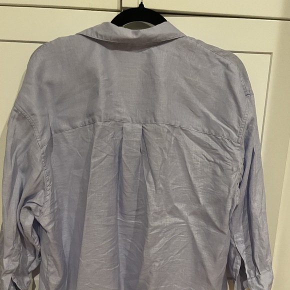 XXL Uniqlo light Blue 100% Linen Skipper Collar Top - Picture 5 of 5